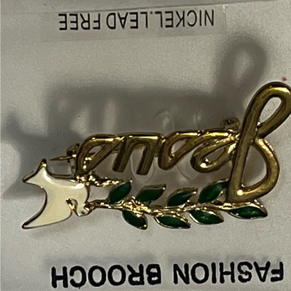 Vintage “Jesus” Dove carrying an Olive Branch Brooch Pin Peace Symbol Gold Tone - Picture 7 of 13